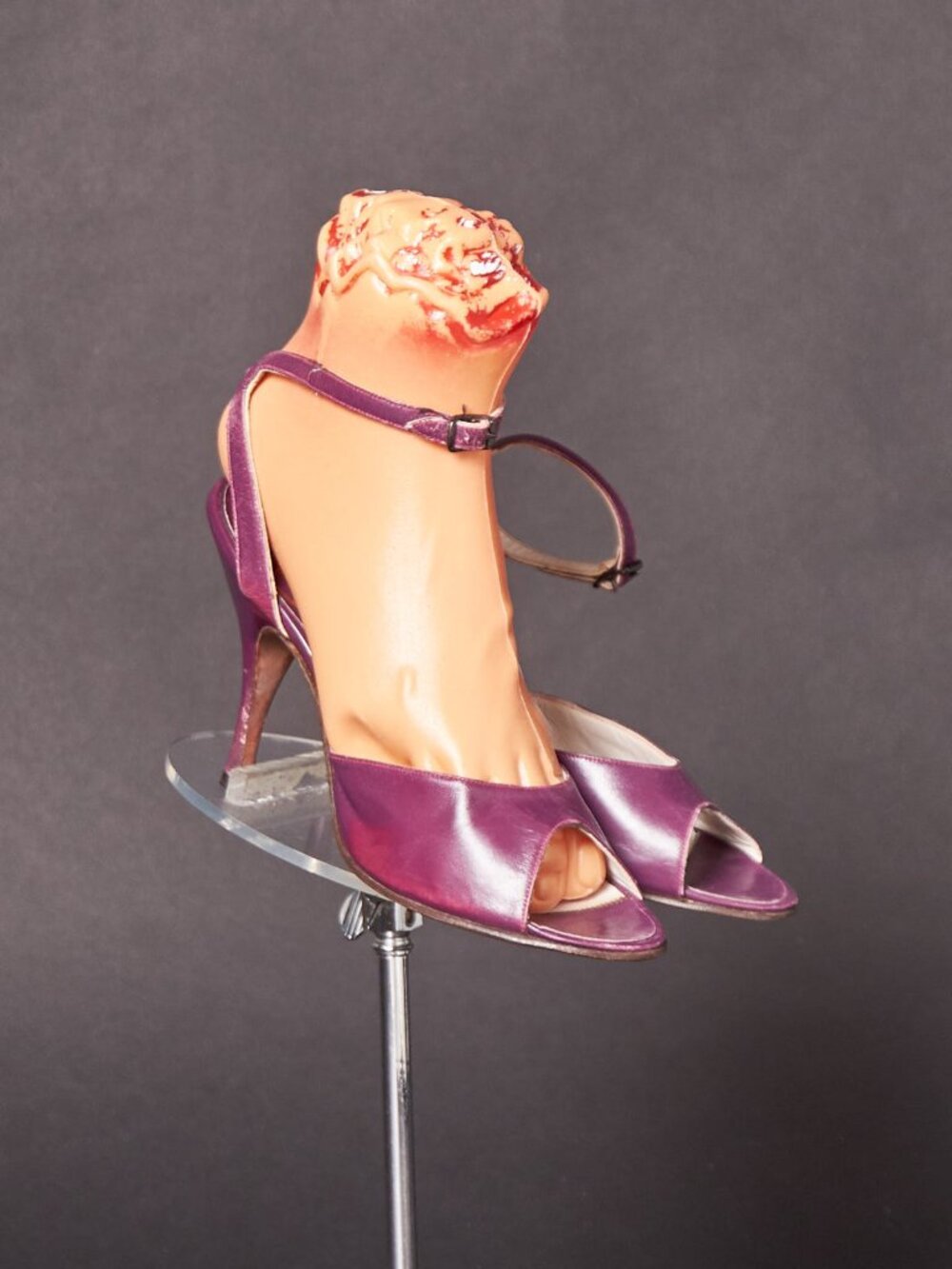 1950s Purple Peep Toe Heels Ankle Strap Shoes